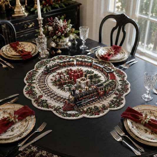 Christmas Village Wreath Custom Shape Quilted Table Topper SN0DV445