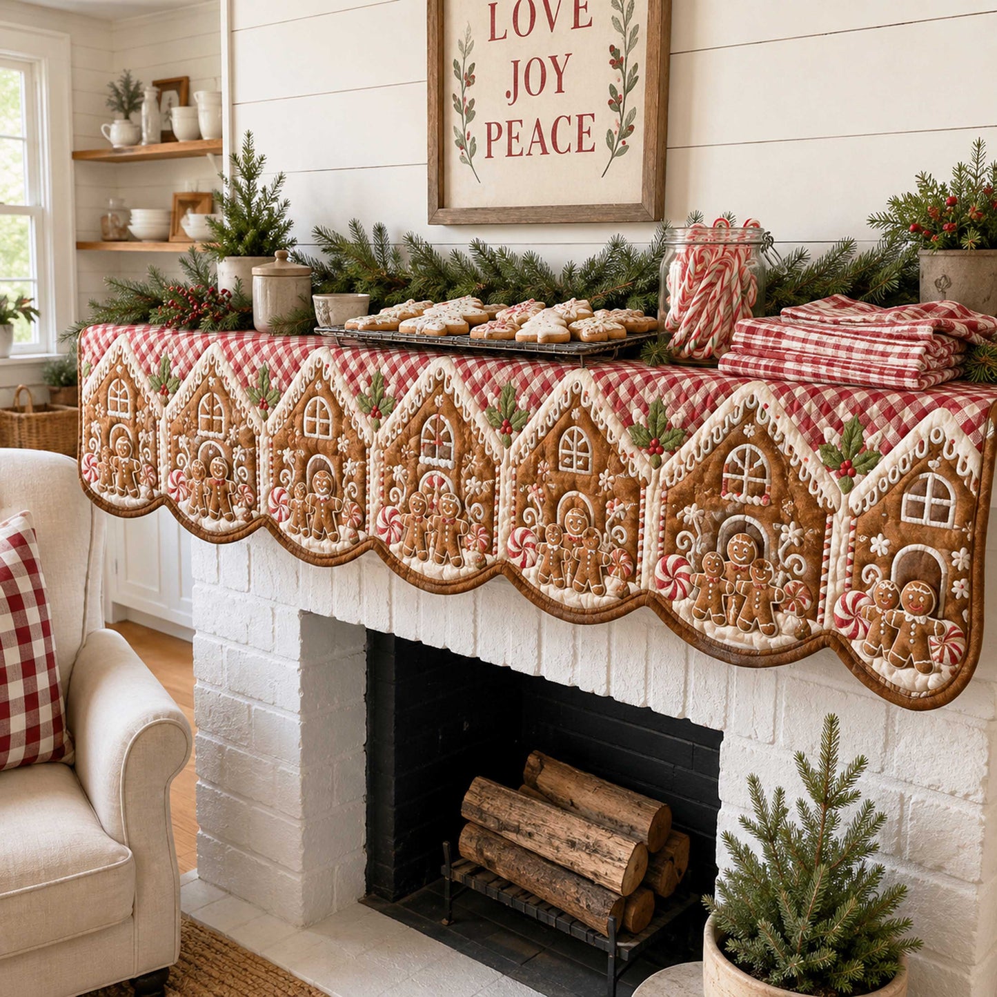 Christmas Wishes Quilted Mantle Scarf SN0TD135