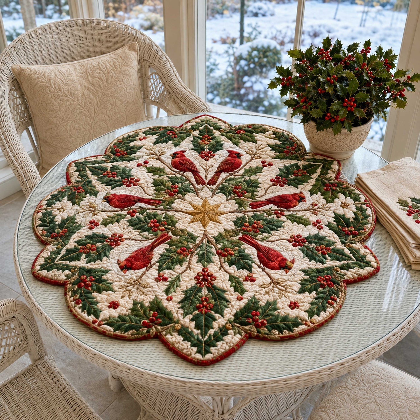 Christmas Wonder Custom Shape Quilted Table Topper SN0TD122