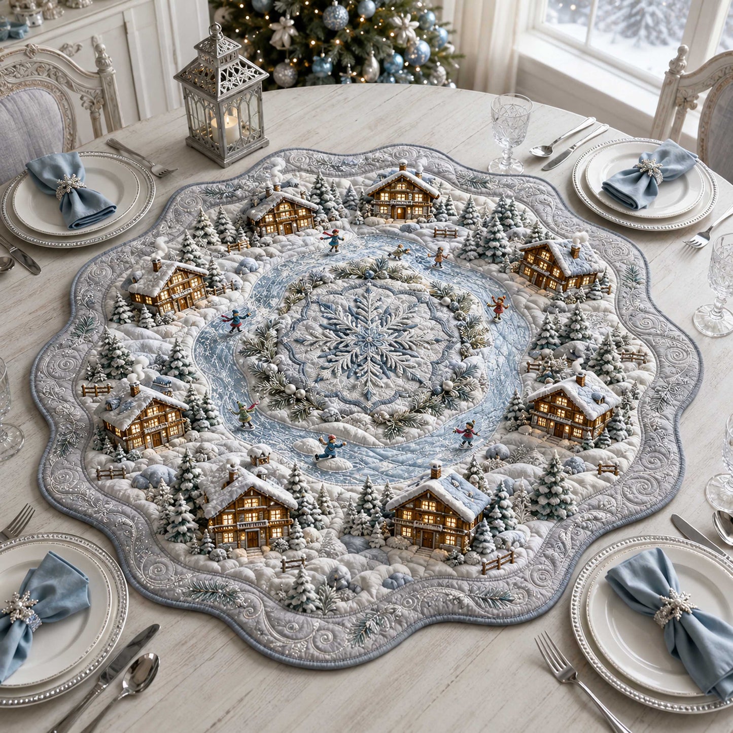Christmas Wonderland Custom Shape Quilted Table Topper SN0TD172