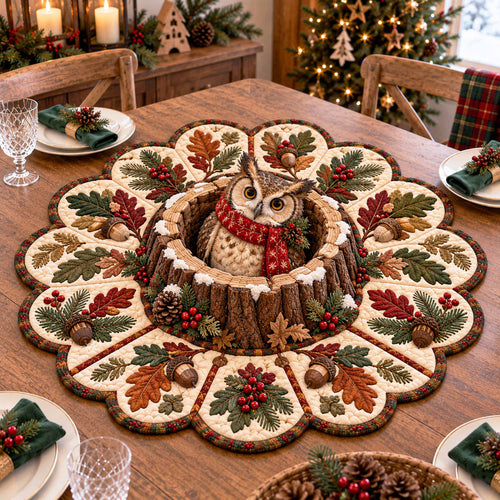 Christmas Woodland Custom Shape Quilted Table Topper SN0TD916