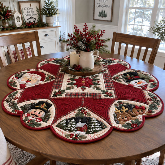 Christmas Woodland Gathering Custom Shape Quilted Table Topper SN0PT1103