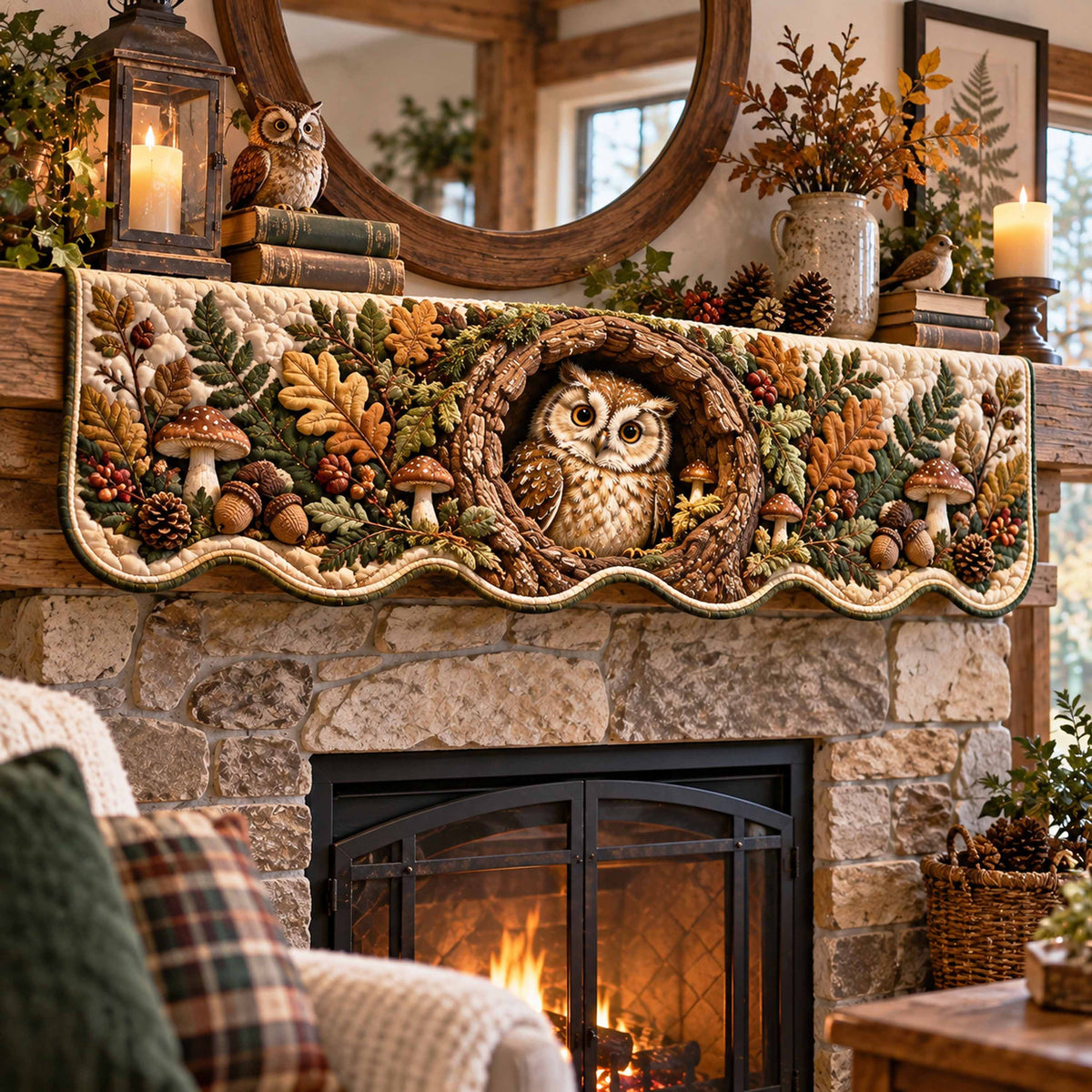 Christmas Woodland Quilted Mantel Scarf SN0TD932