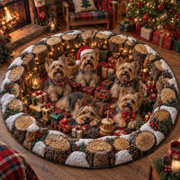 Christmas Yorkshire Terrier Quilted Round Mat SN0TD881