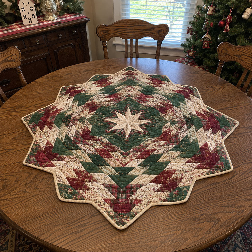 Classic Christmas Star Custom Shape Quilted Table Topper SN0PT908