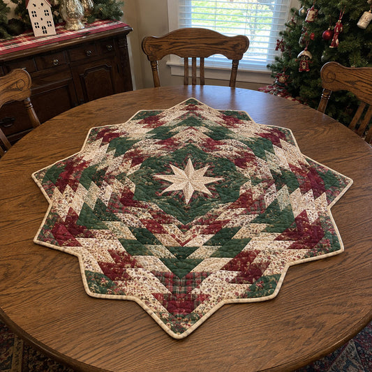 Classic Christmas Star Custom Shape Quilted Table Topper SN0PT908