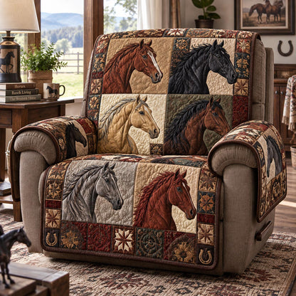 Classic Horse Portraits Quilted Sofa Cover SN0DV954