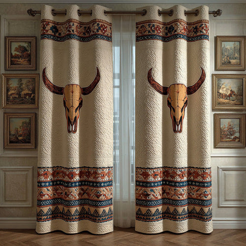 Classic Longhorn Crest Quilted Curtains NCU0DH862