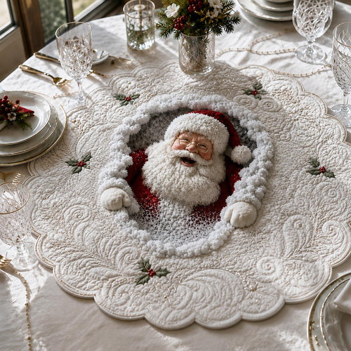 Classic Santa Custom Shape Quilted Table Topper SN0DV420