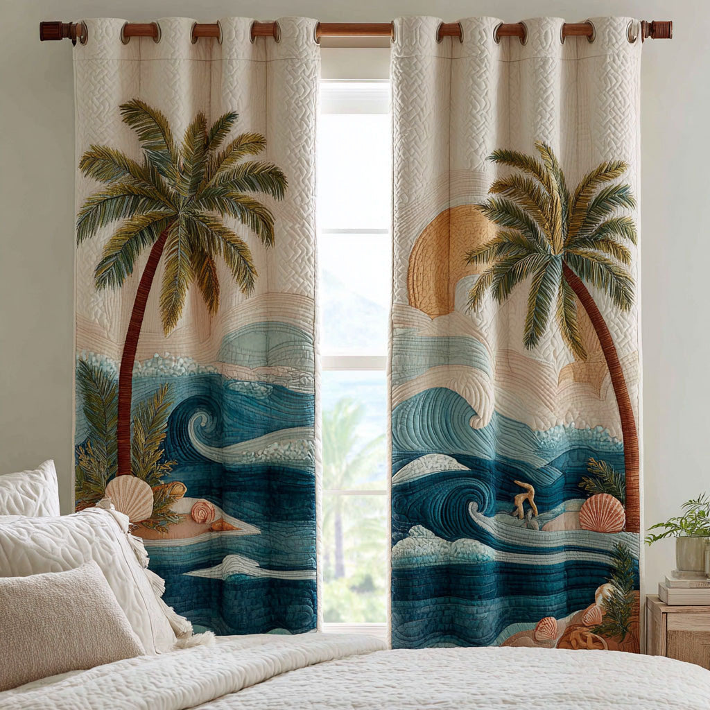 Coastal Calm Quilted Curtains NCU0DH818