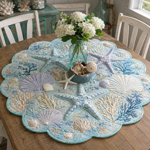 Coastal Constellation Custom Shape Quilted Table Topper SN0PT886
