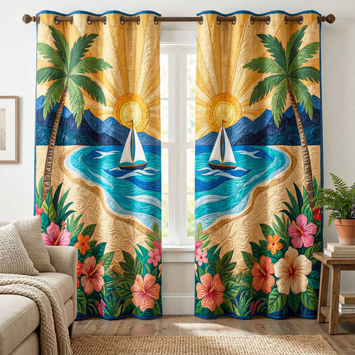 Coastal Escape Quilted Curtains NCU0ND98