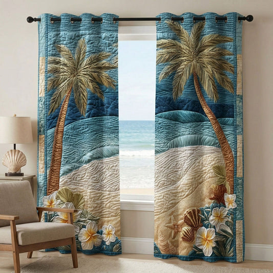 Coastal Palm Breeze Quilted Curtains NCU0TN286