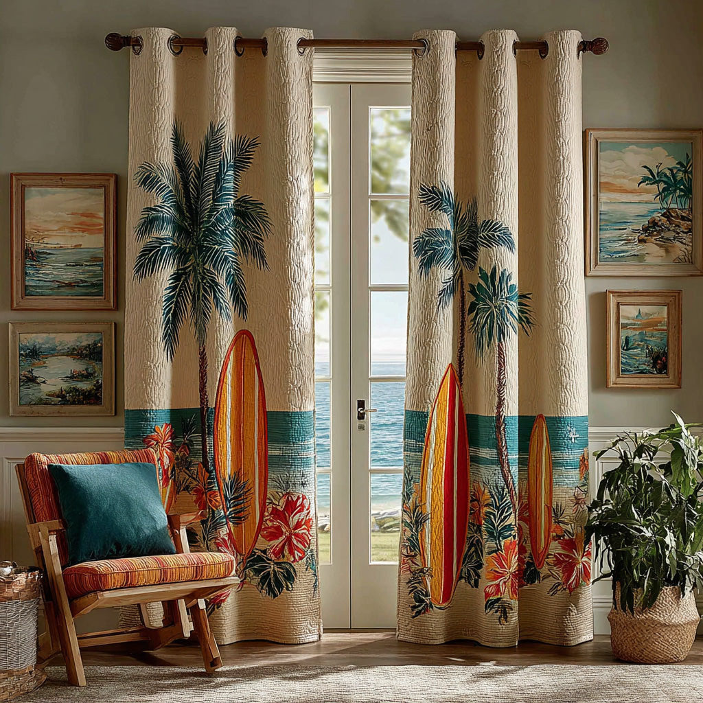 Coastal Surf Vibes Quilted Curtains NCU0DH970