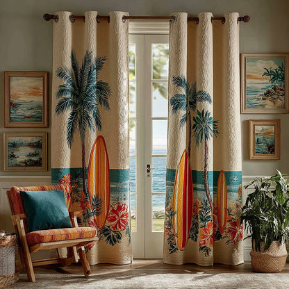 Coastal Surf Vibes Quilted Curtains NCU0DH970