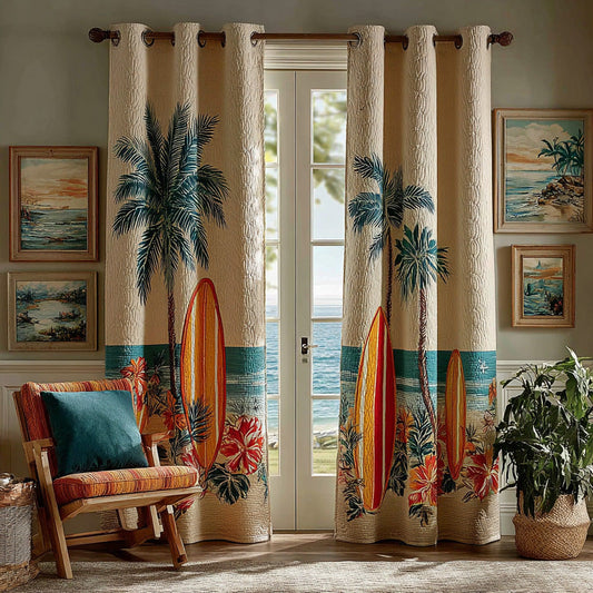 Coastal Surf Vibes Quilted Curtains NCU0DH970