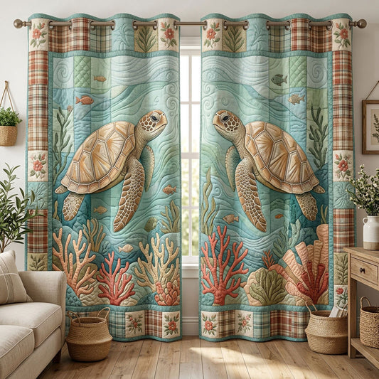 Coastal Turtle Quilted Curtains NCU0ND86