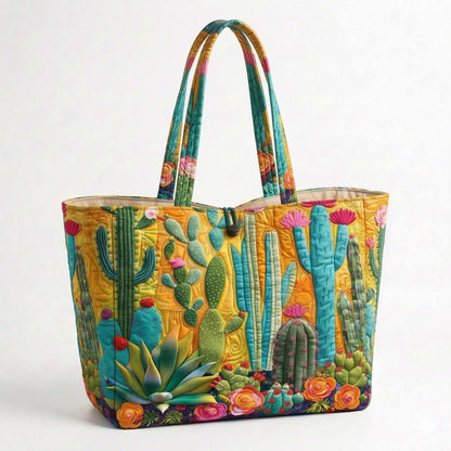 Colorful Cactus Quilted Classic Tote Bag SN0NT040