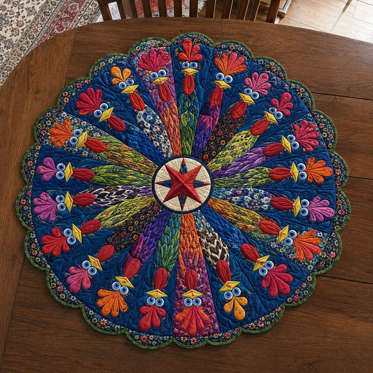 Colorful Country Flock Custom Shape Quilted Table Topper SN0PT986