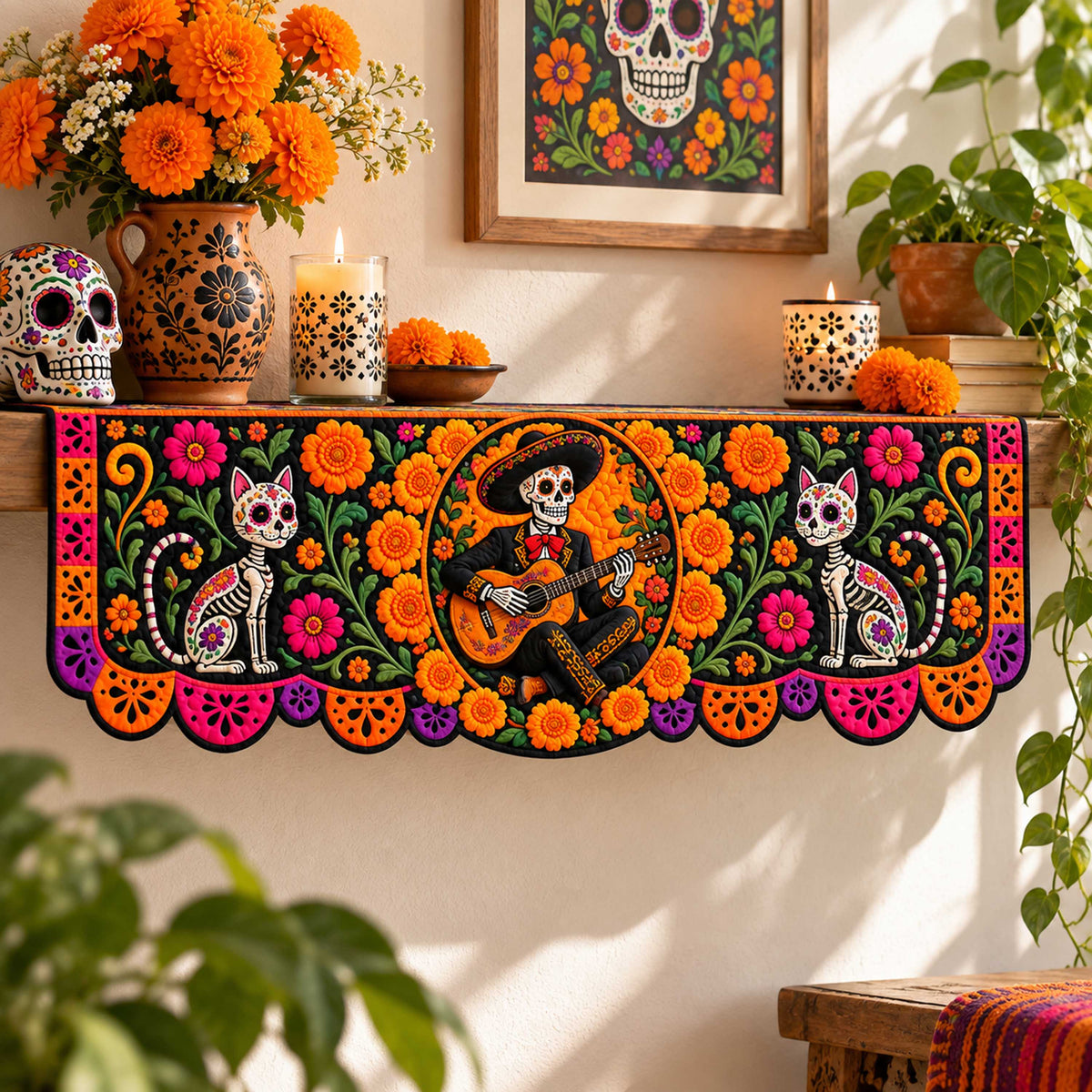 Colorful Remembrance Quilted Mantel Scarf SN0TD691