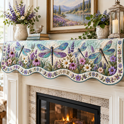 Coneflower Dragonfly Garden Quilted Mantel Scarf SN0TV970