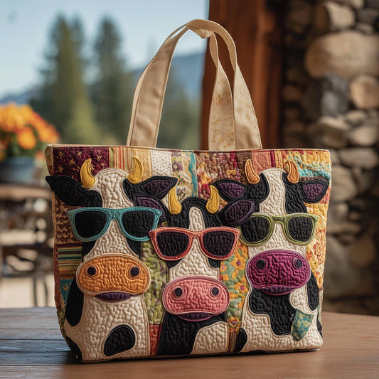 Cool Cows Quilted Tote Bag NCU0TH2738