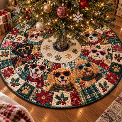 Cool Dogs Christmas Christmas Quilted Tree Skirt SN0DV1171