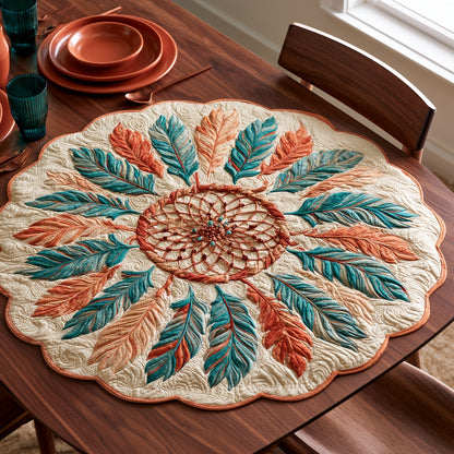 Copper Feathers Custom Shape Quilted Table Topper NCU0LV246