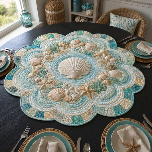 Coral Reef Medallion Custom Shape Quilted Table Topper SN0DV536