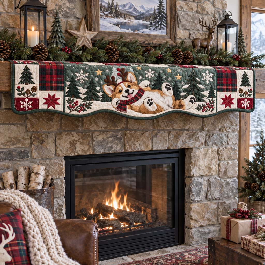 Corgi Antler Quilted Mantel Scarf SN0HH0500
