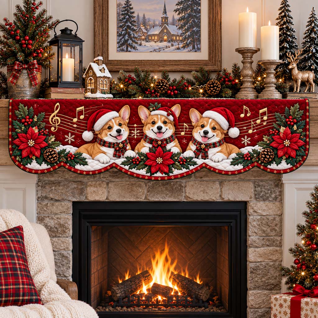 Corgi Carol Quilted Mantel Scarf SN0HH0501