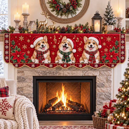 Corgi Christmas Dreams Quilted Mantel Scarf SN0TD772