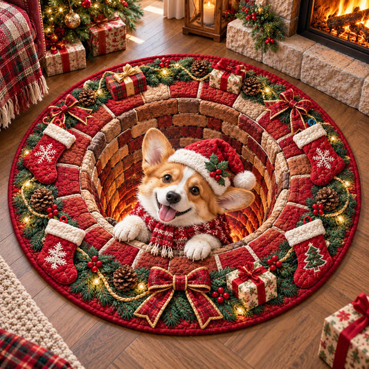 Corgi Christmas Dreams Quilted Round Mat SN0TD827