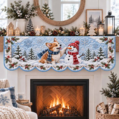 Corgi Christmas Joy Quilted Mantel Scarf SN0TD767