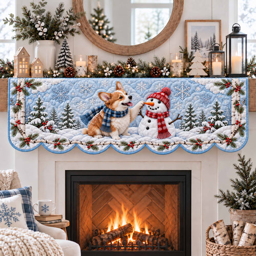Corgi Christmas Joy Quilted Mantel Scarf SN0TD767
