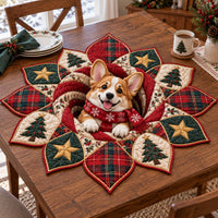 Corgi Holiday Custom Shape Quilted Table Topper SN0TD852