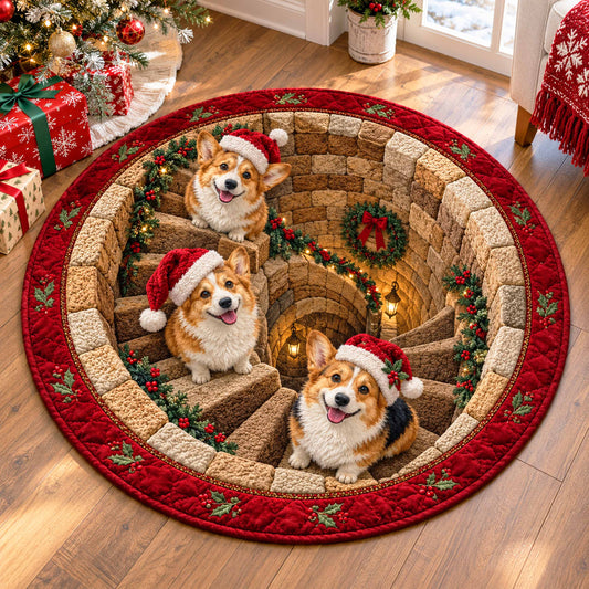 Corgi Holiday Magic Quilted Round Mat SN0TD831