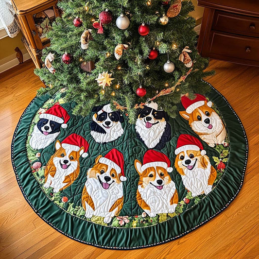 Corgi Joyful Christmas Quilted Tree Skirt NCU0VH198