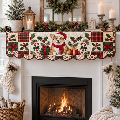 Corgi Wreath Quilted Mantel Scarf SN0HH0509