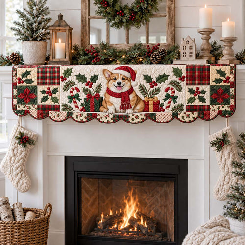 Corgi Wreath Quilted Mantel Scarf SN0HH0509