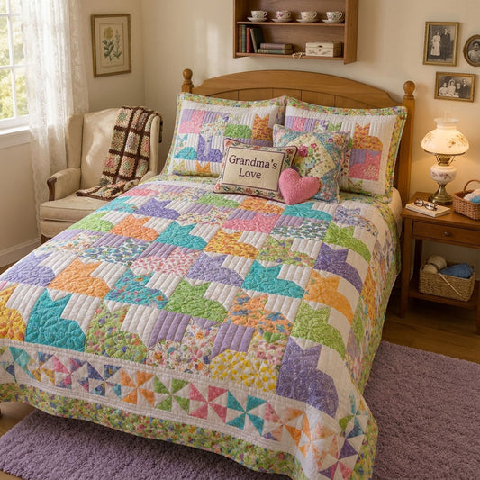 Cottage Whiskers 3-Piece Quilted Bedding Set SN0PT202