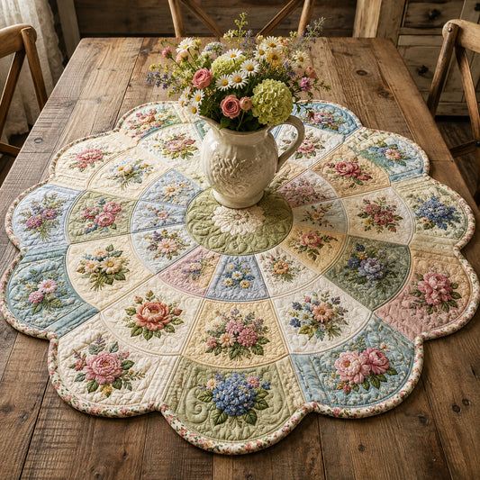 Country Blossom Custom Shape Quilted Table Topper SN0TV083