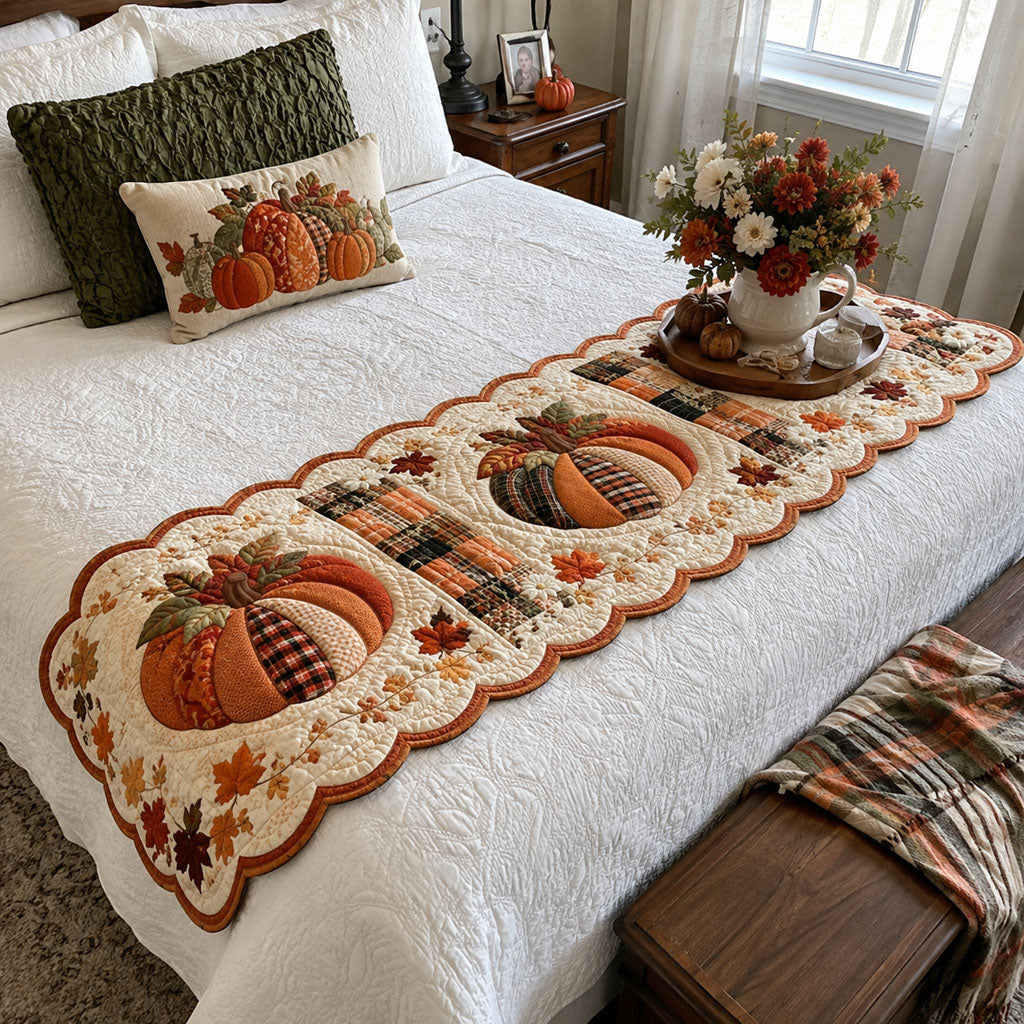 Country Harvest Custom Shape Quilted Bed Runner SN0PT514
