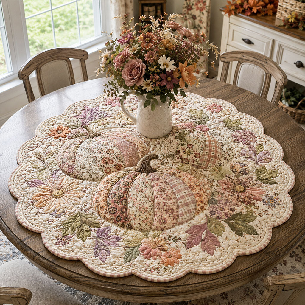 Country Harvest Rose Custom Shape Quilted Table Topper SN0PT629