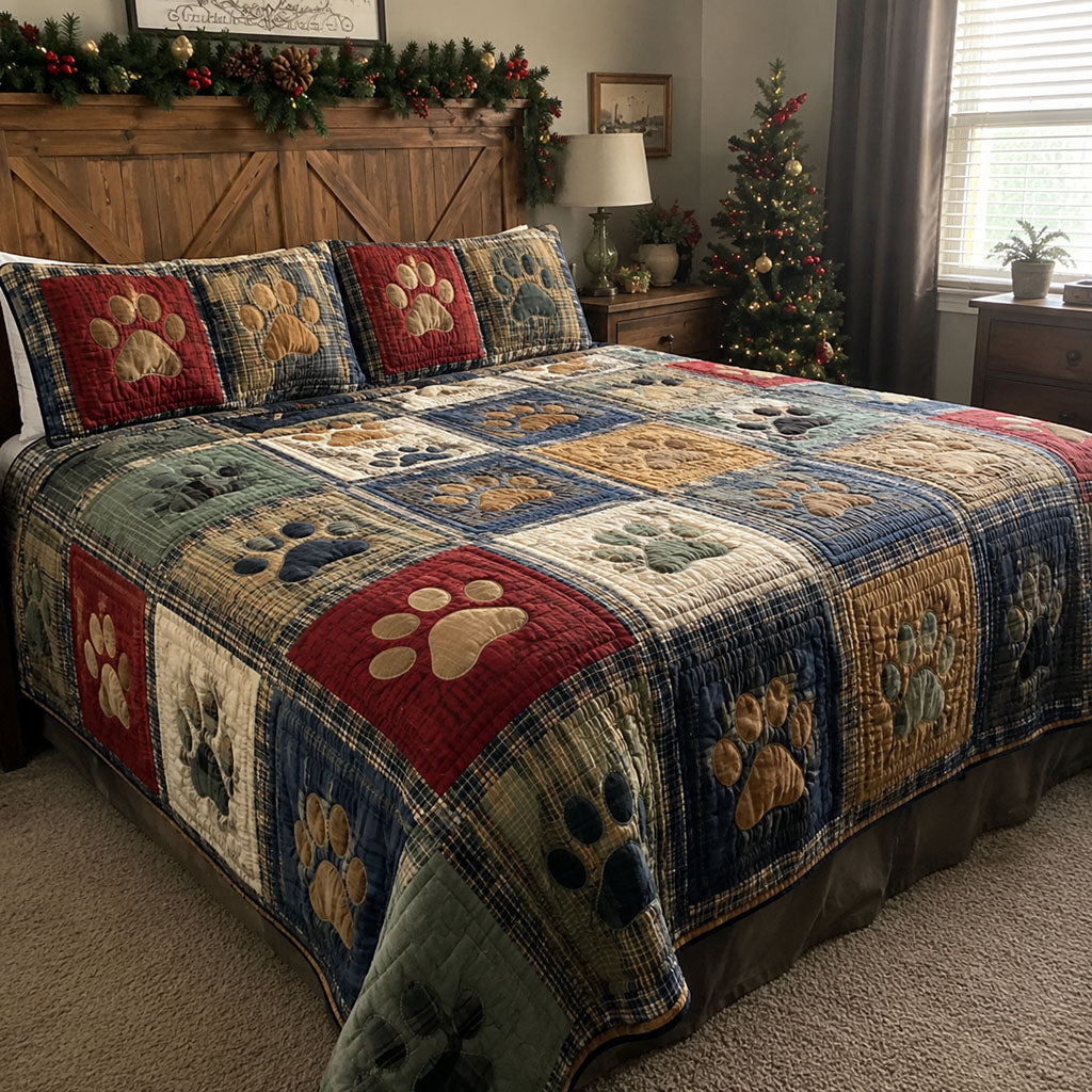 Country Paw Charm 3-Piece Quilted Bedding Set SN0PT241