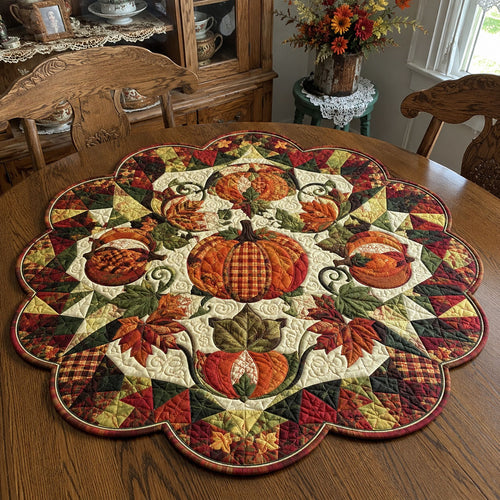 Country Pumpkin Days Custom Shape Quilted Table Topper SN0PT463