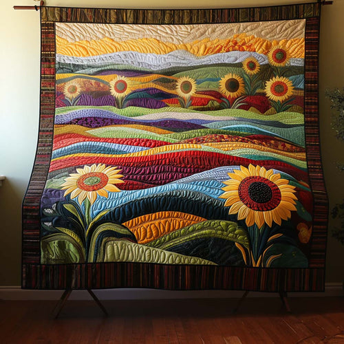 Country Sunflower Dreams Quilted Blanket NCU0PT5997