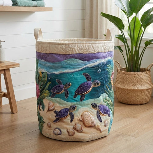 Cozy Turtle Path Quilted Laundry Basket NCU0PTT698