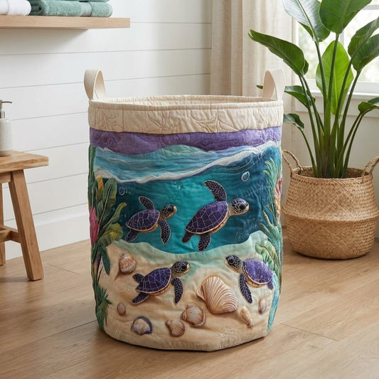 Cozy Turtle Path Quilted Laundry Basket NCU0PTT698