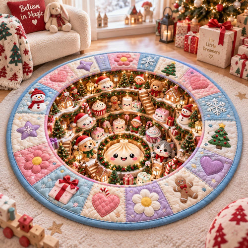 Cozy Adorable Christmas Quilted Round Mat SN0DV809